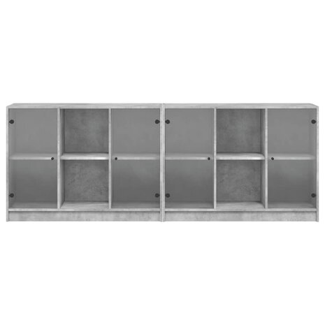 Boekenkast met deuren 204x37x75 cm bewerkt hout betongrijs 8721012216242 6