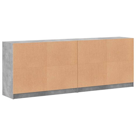 Boekenkast met deuren 204x37x75 cm bewerkt hout betongrijs 8721012216242 8