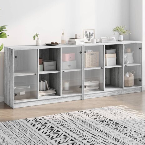 Boekenkast met deuren 204x37x75 cm hout grijs sonoma eikenkleur 8721012216266 1