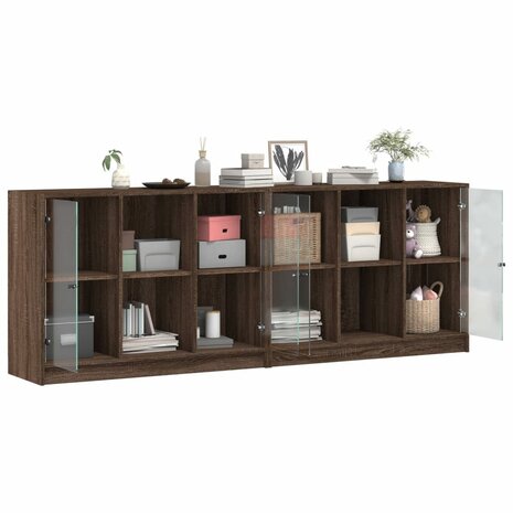 Boekenkast met deuren 204x37x75 cm hout bruineikenkleurig 8721012216273 4