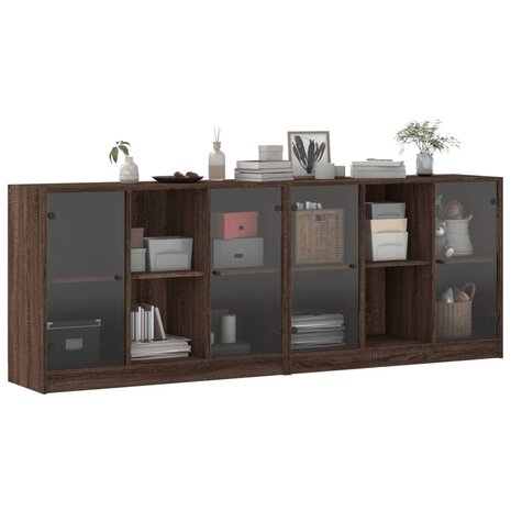 Boekenkast met deuren 204x37x75 cm hout bruineikenkleurig 8721012216273 5