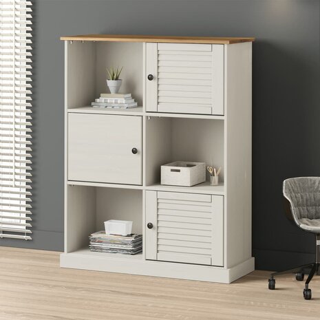 Boekenkast VIGO 90x35x114,5 cm massief grenenhout wit 8720845845964 1