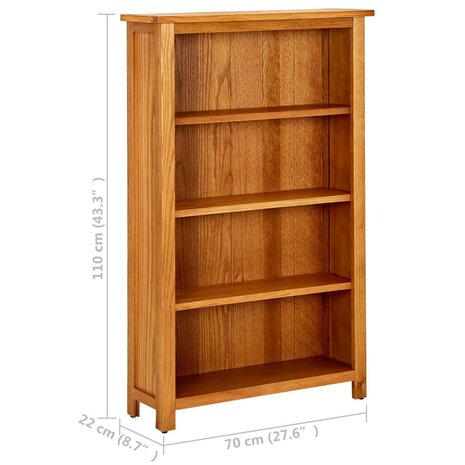 Boekenkast met 4 schappen 70x22x110 cm massief eikenhout 8720286542989 6