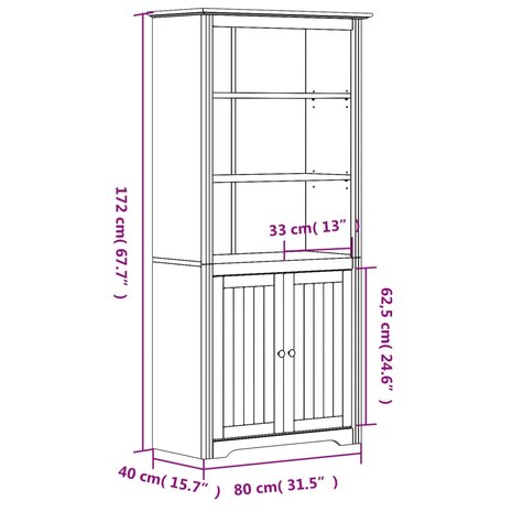 Boekenkast BODO 80x40x172 cm massief grenenhout grijs 8720845913977 8