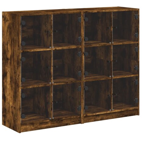 Boekenkast met deuren 136x37x109 cm hout gerookt eikenkleurig 8721012216044 2