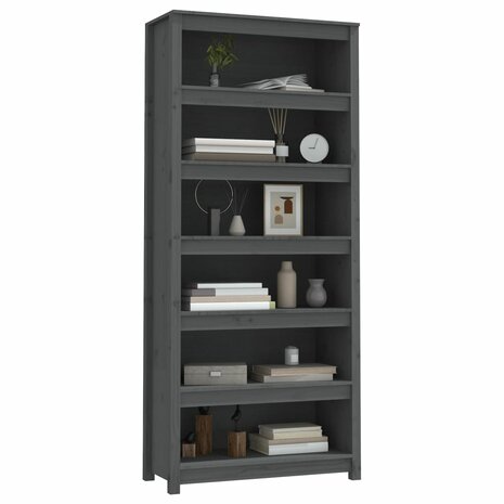 Boekenkast 80x35x183 cm massief grenenhout grijs 8720845556471 4