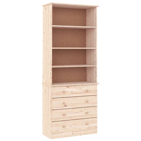 Boekenkast met lades ALTA 77x35x186,5 cm massief grenenhout 8720845886851 2