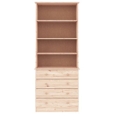 Boekenkast met lades ALTA 77x35x186,5 cm massief grenenhout 8720845886851 3