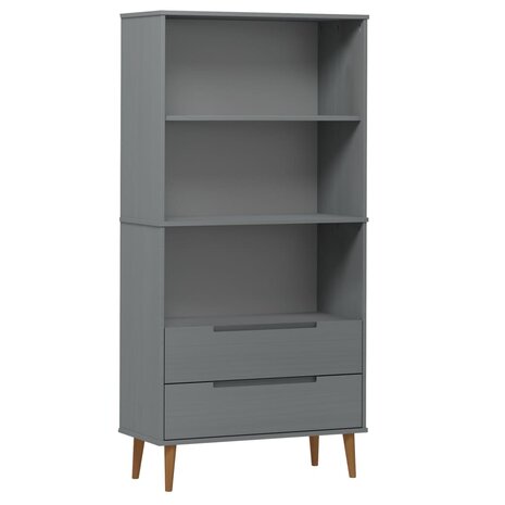 Boekenkast MOLDE 85x35x170,5 cm massief grenenhout grijs 8720845542290 2