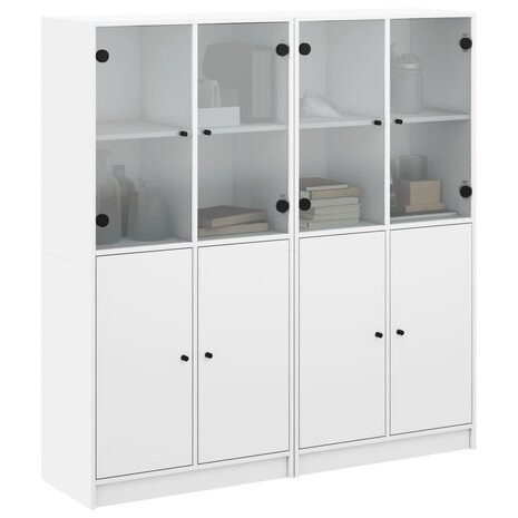 Boekenkast met deuren 136x37x142 cm bewerkt hout wit 8721012216143 5