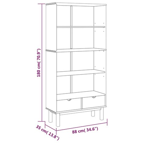 Boekenkast OTTA 2 lades massief grenenhout 8720845602086 6