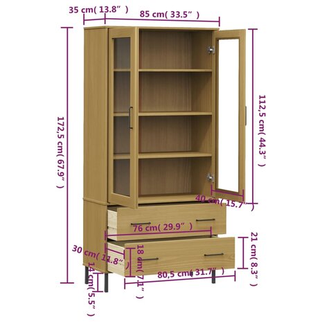 Boekenkast met metalen poten OSLO 85x35x172,5 cm hout bruin 8720845577995 8