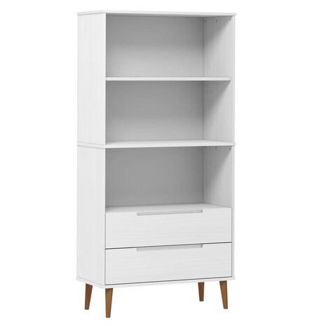 Boekenkast MOLDE 85x35x170,5 cm massief grenenhout wit 8720845542283 2