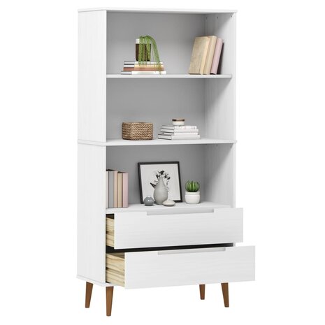 Boekenkast MOLDE 85x35x170,5 cm massief grenenhout wit 8720845542283 3