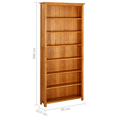 Boekenkast met 7 schappen 90x22,5x200 cm massief eikenhout 8720286006719 6