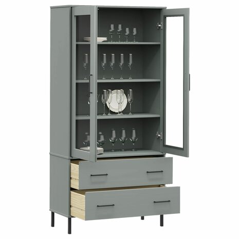 Boekenkast met metalen poten OSLO 85x35x172,5 cm hout grijs 8720845578008 3