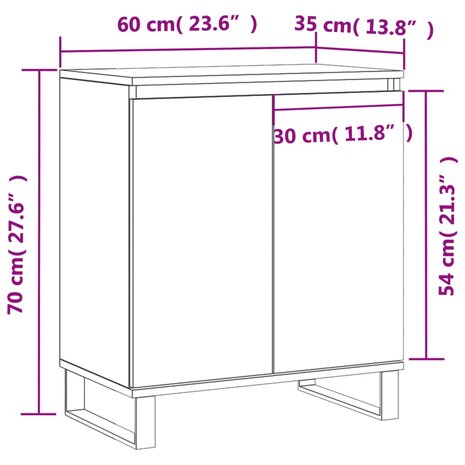 Dressoir 60x35x70 cm bewerkt hout wit 8720845439248 11