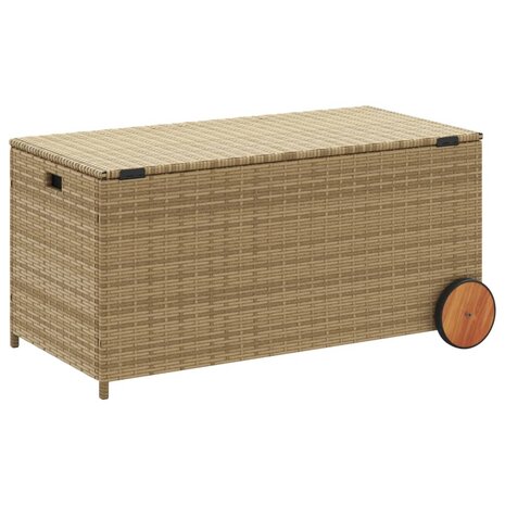 Tuinbox met wielen 190 L poly rattan gemengd beige 8721012243699 6