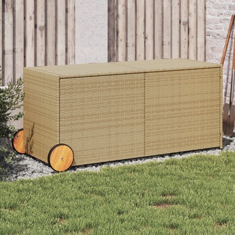 Tuinbox met wielen 283 L poly rattan gemengd beige 8721012243613 1