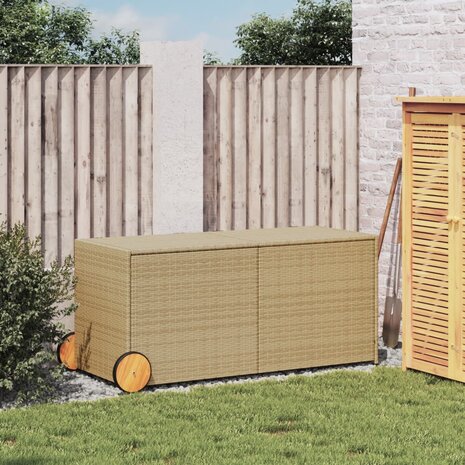 Tuinbox met wielen 283 L poly rattan gemengd beige 8721012243613 3