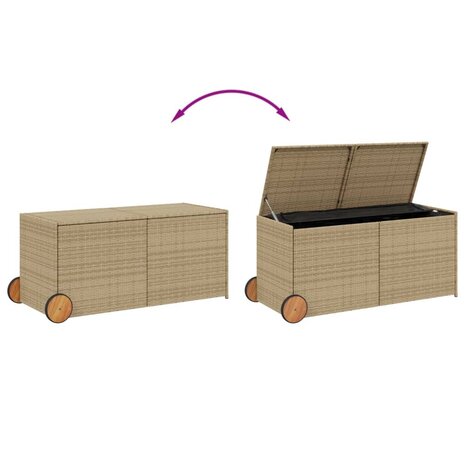 Tuinbox met wielen 283 L poly rattan gemengd beige 8721012243613 7