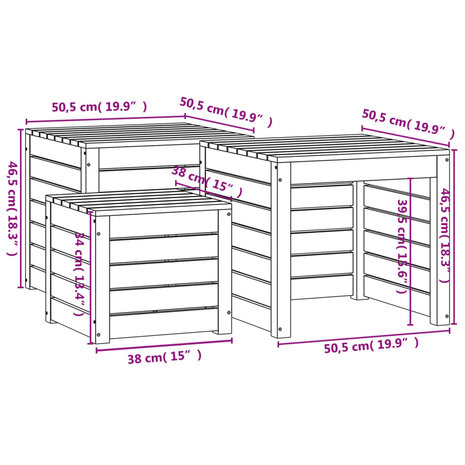 3-delige Tuinboxset massief grenenhout honingbruin 8720845690922 10