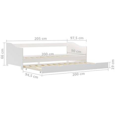 Bedbankframe uittrekbaar grenenhout wit 90x200 cm 8719883676326 8