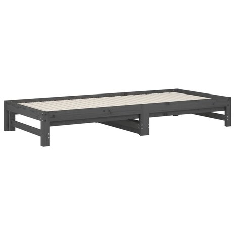 Slaapbank uitschuifbaar massief grenenhout grijs 2x(90x200) cm 8720287093602 5