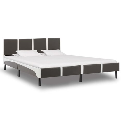 Bed met matras grijs en wit kunstleer 180x200 cm 8719883707884 2