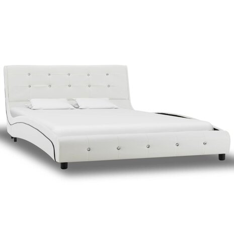 Bed met traagschuim matras kunstleer wit 120x200 cm 8719883708041 2