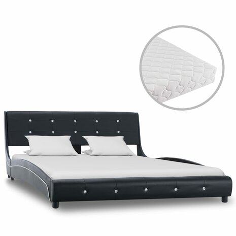 Bed met matras kunstleer zwart 140x200 cm 8719883708256 1