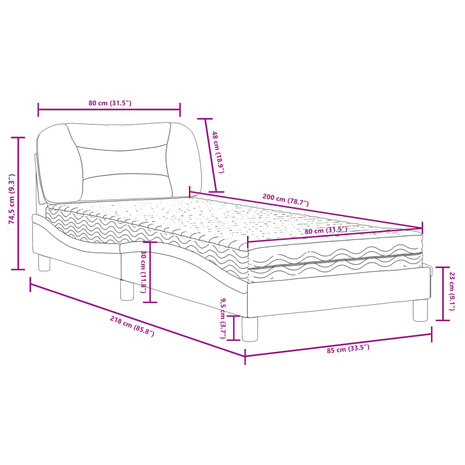 Bed met matras stof lichtgrijs 80x200 cm 8721012349759 11