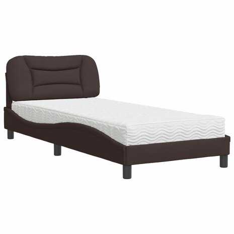 Bed met matras stof donkerbruin 80x200 cm 8721012349780 2