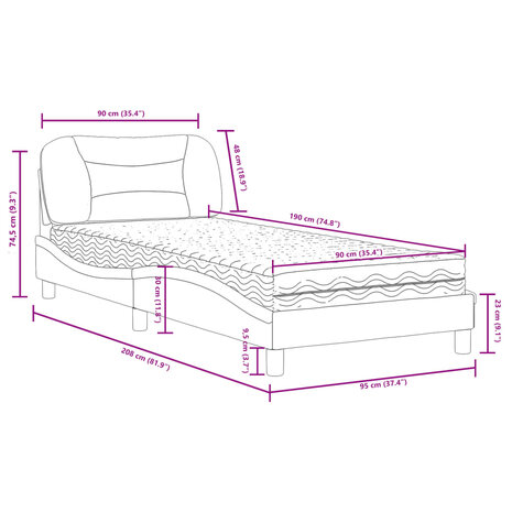 Bed met matras stof lichtgrijs 90x190 cm 8721012349827 11