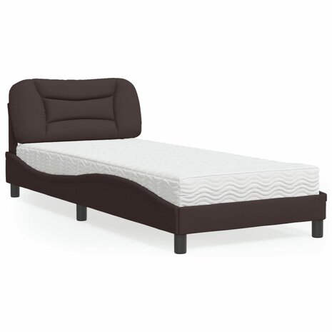 Bed met matras stof donkerbruin 90x190 cm 8721012349858 1