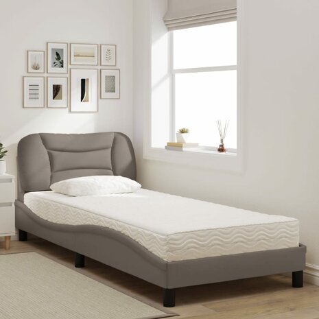 Bed met matras stof taupe 90x190 cm 8721012349865 3