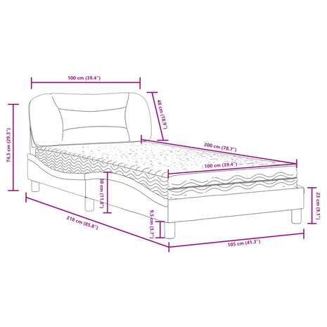 Bed met matras stof lichtgrijs 100x200 cm 8721012349964 11