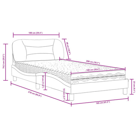 Bed met matras stof zwart 100x200 cm 8721012349988 11