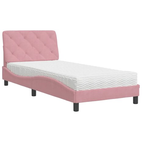 Bed met matras fluweel roze 80x200 cm 8721012351103 2