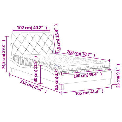 Bed met matras fluweel donkergroen 100x200 cm 8721012351264 11