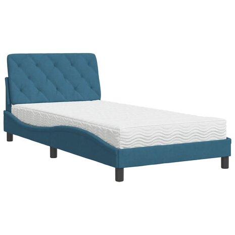 Bed met matras fluweel blauw 100x200 cm 8721012351271 2