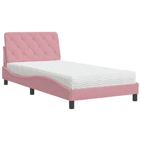 Bed met matras fluweel roze 100x200 cm 8721012351288 2