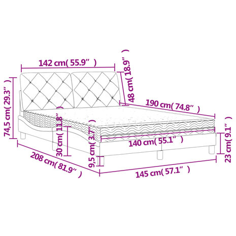 Bed met matras fluweel roze 140x190 cm 8721012351400 11