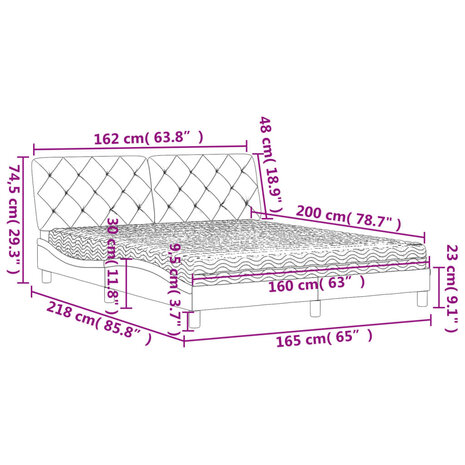 Bed met matras fluweel lichtgrijs 160x200 cm 8721012351479 11