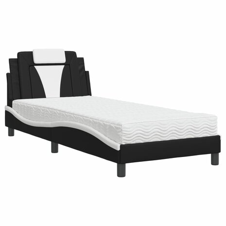 Bed met matras kunstleer zwart en wit 80x200 cm 8721012352421 2