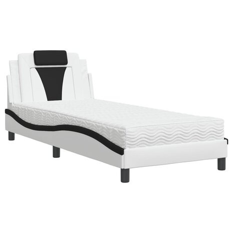 Bed met matras kunstleer zwart en wit 80x200 cm 8721012352438 2