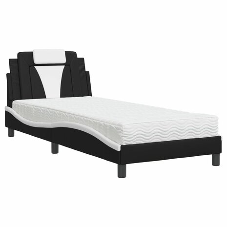 Bed met matras kunstleer zwart en wit 90x190 cm 8721012352490 2