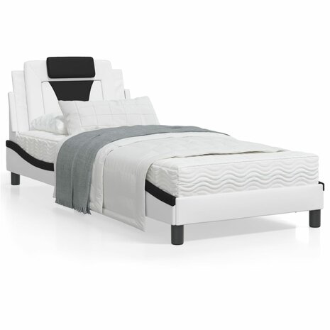 Bed met matras kunstleer zwart en wit 90x200 cm 8721012352575 1