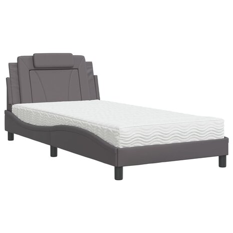 Bed met matras kunstleer grijs 100x200 cm 8721012352612 2