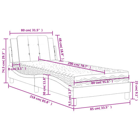 Bed met matras kunstleer zwart 80x200 cm 8721012353077 11